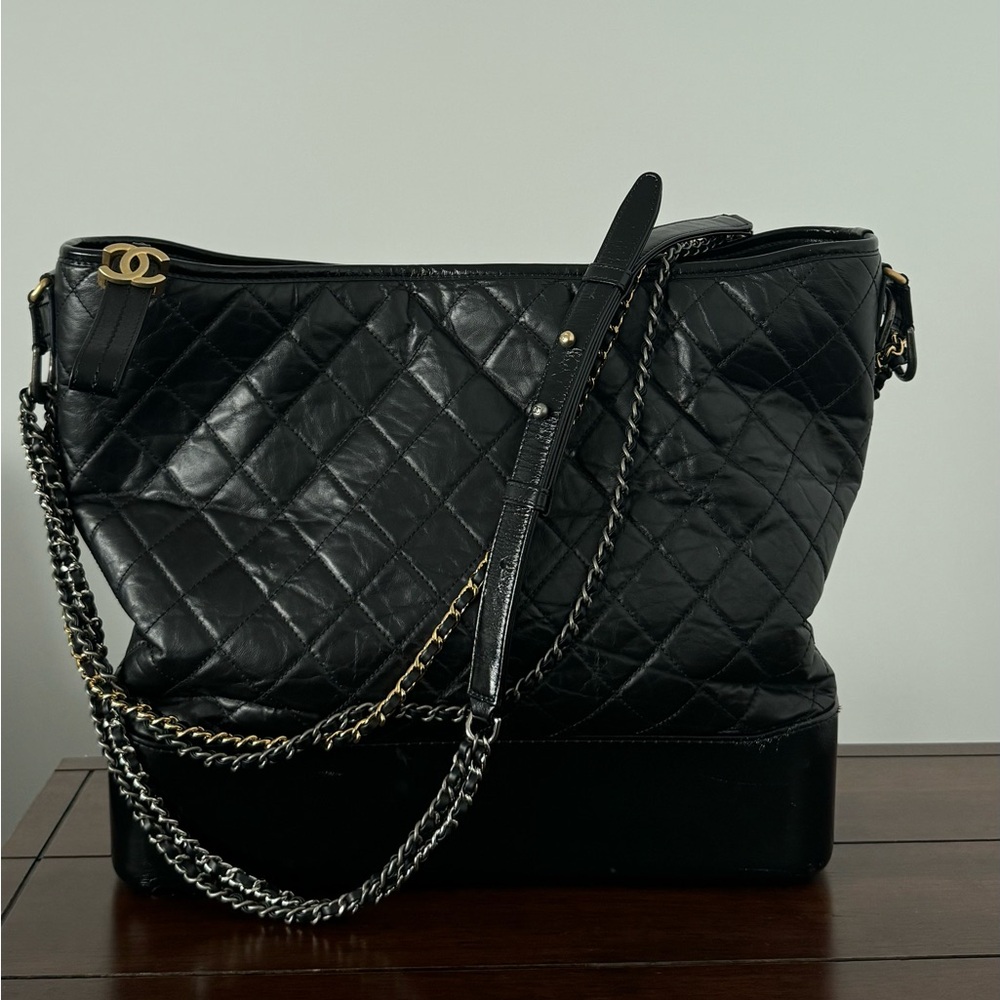 AUTHENTIC CHANEL GABRIELLE HOBO BAG - QUILTED AGED CALFSKIN - ***LARGE***